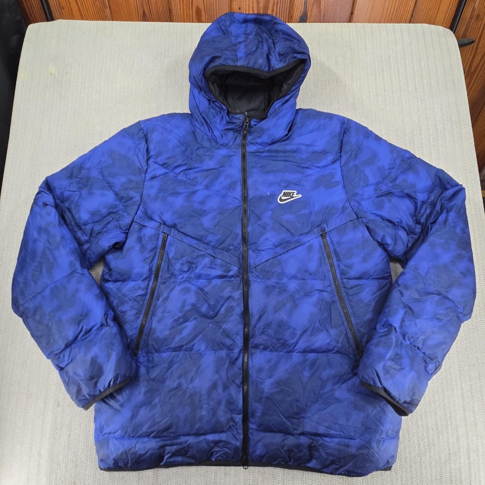 Nike Windrunner Down Fill Puffer Jacket Mens 2XLT Blue Camo CU4406-492